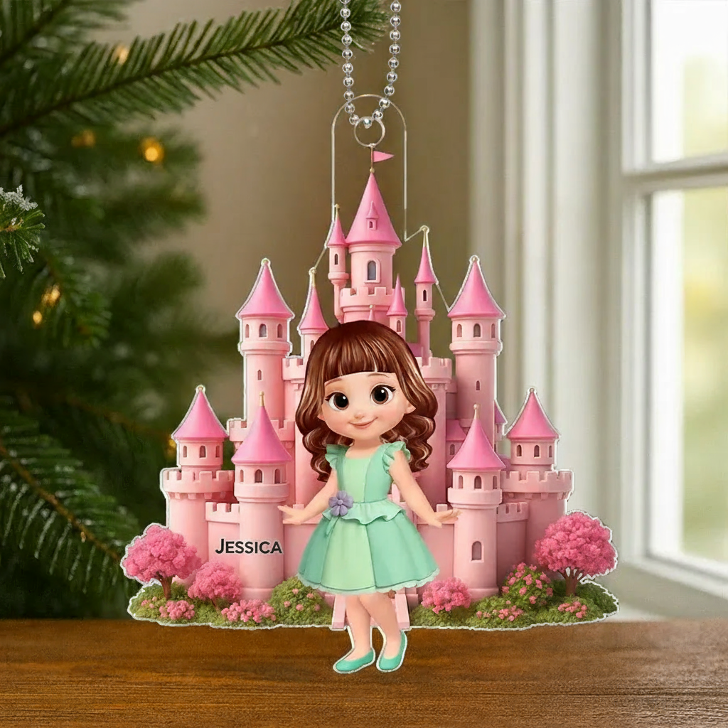 Princess Castle Acrylic Ornament – Personalized Christmas Gift for Little Girls