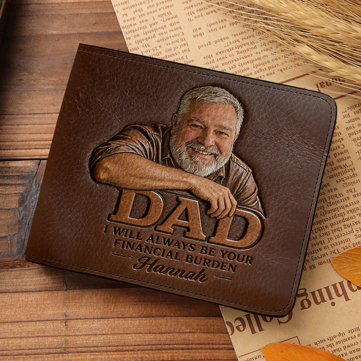 Dad Financial Burden - Personalized Father Leather Wallet