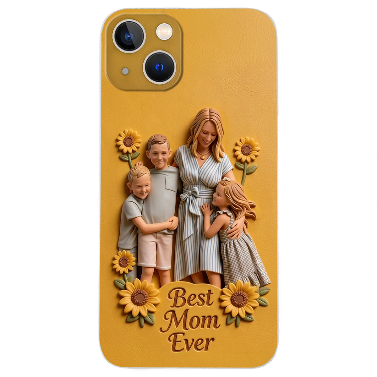 Best Mom Ever - Personalized Mother 3D Embossed Leather Phone Case