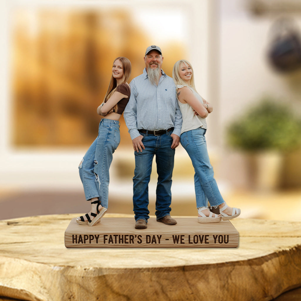 Custom Family Portrait Personalized Figurine Statue - Best Dad Ever Nameplate Trophy - Unique Father's Day Desk Ornament Gift