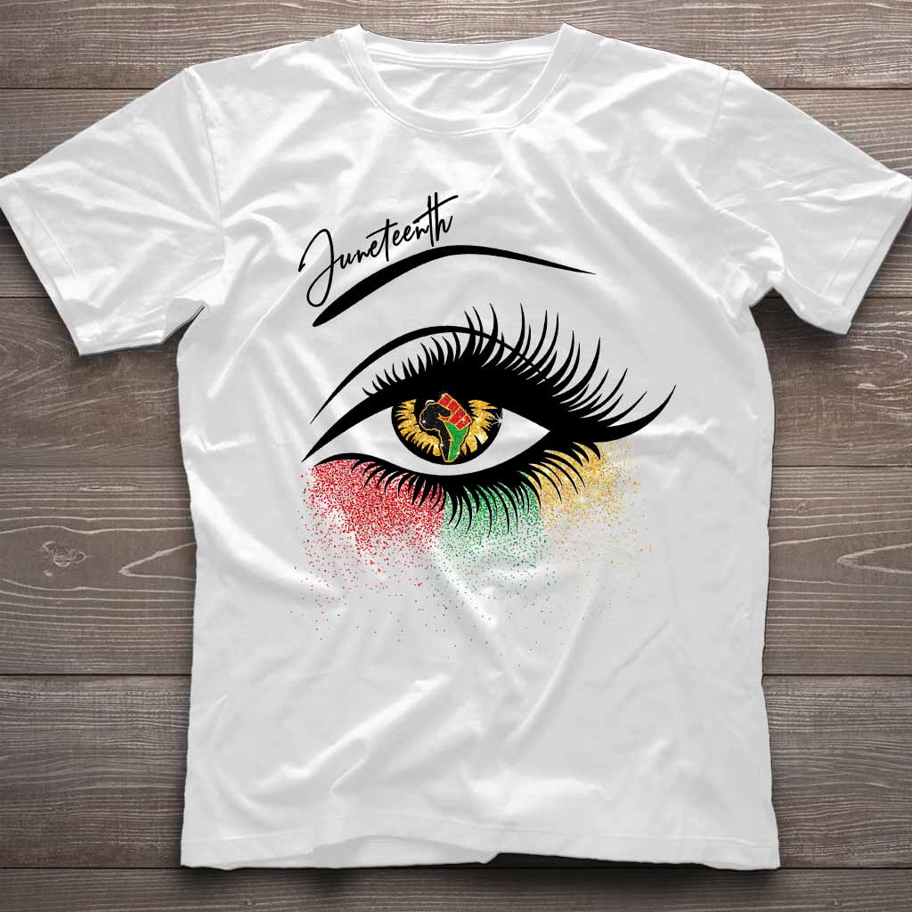 Juneteenth - African American T-shirt and Hoodie With Faux Glitter Print 112021