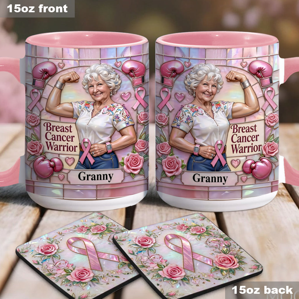 I'm A Warrior - Personalized Breast Cancer Awareness Accent Mug & Coaster