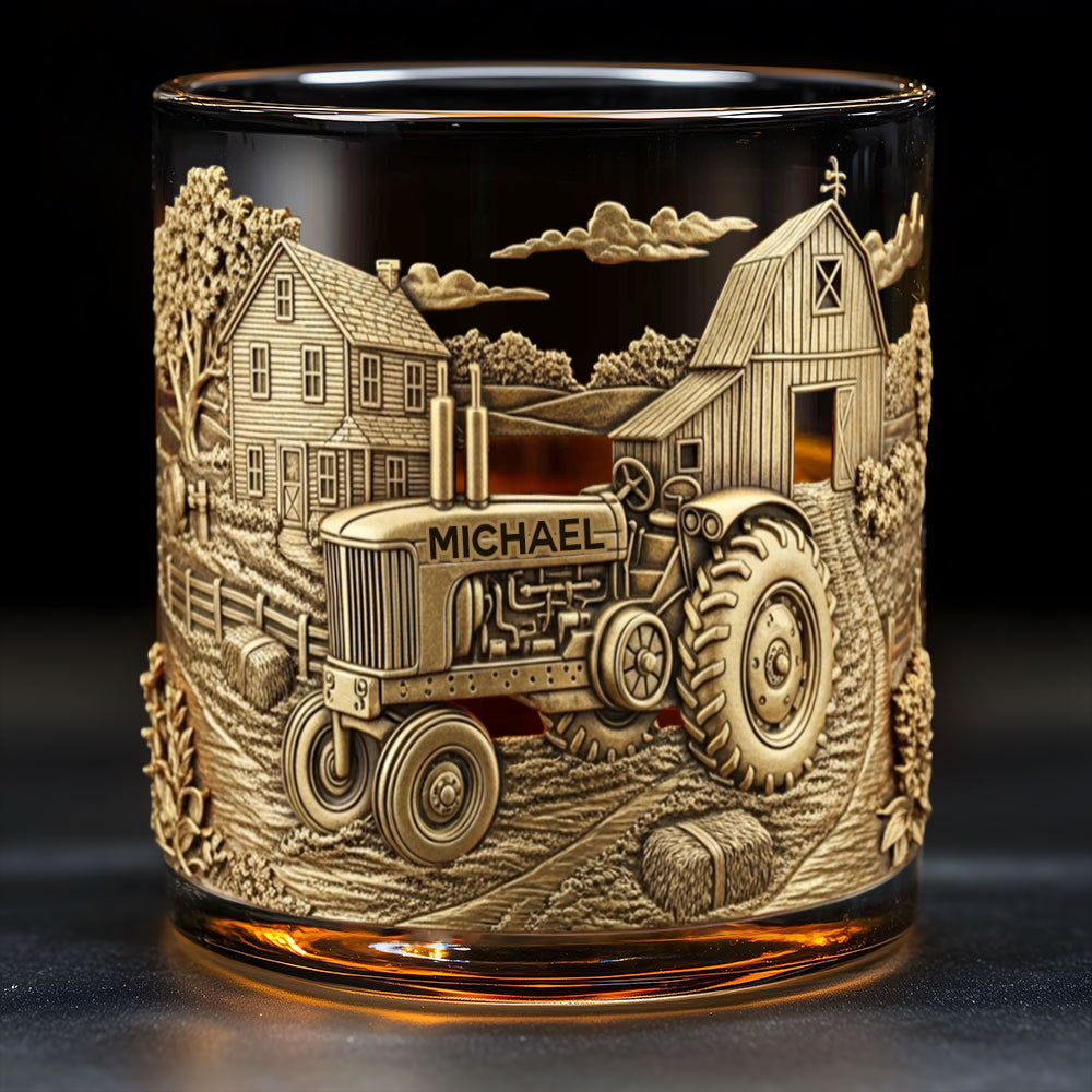 Countryside Life - Personalized Tractor Whiskey Glass