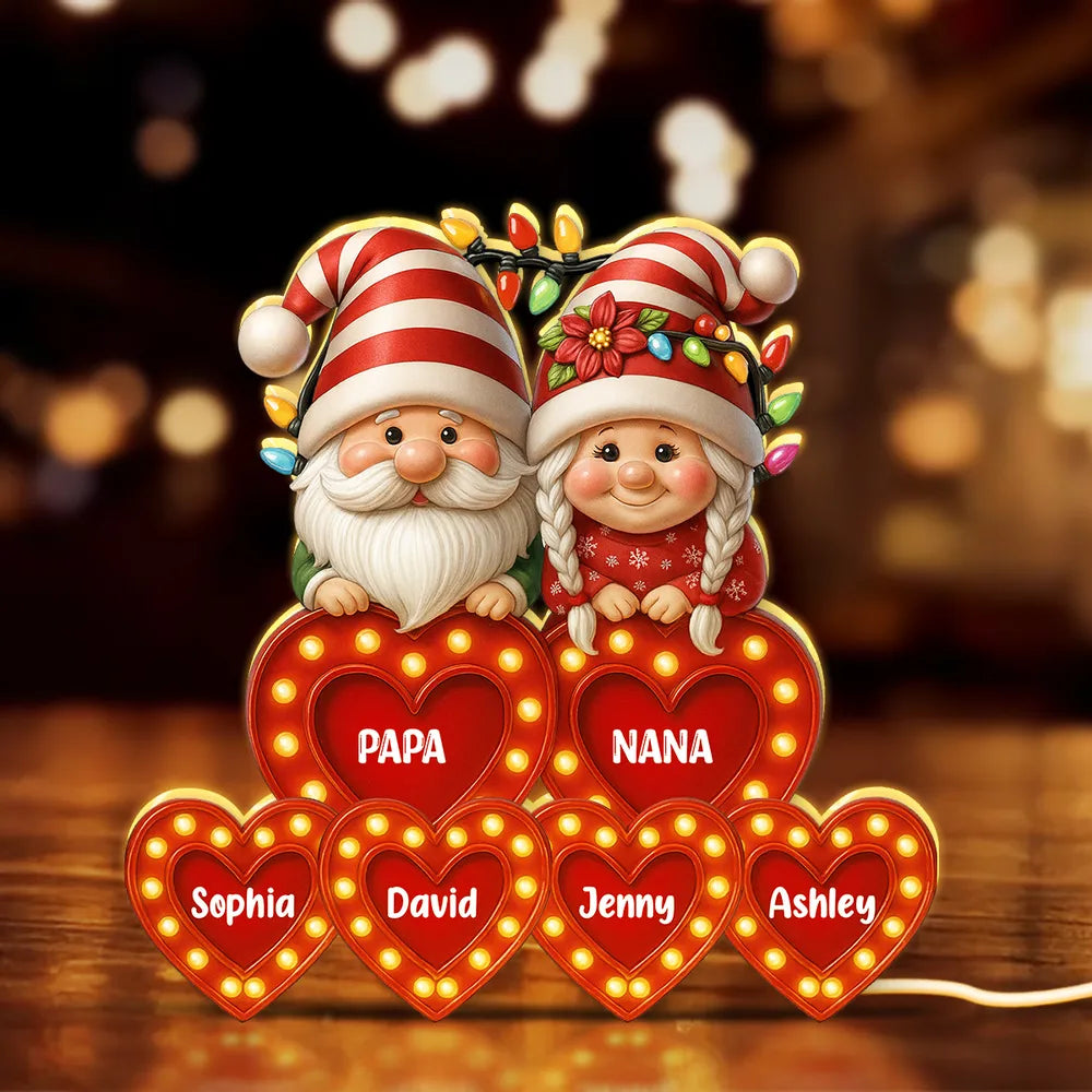 Grandparents Acrylic Light Box – Personalized Christmas Decoration with Grandkids’ Names, Clear and Collectible Gift