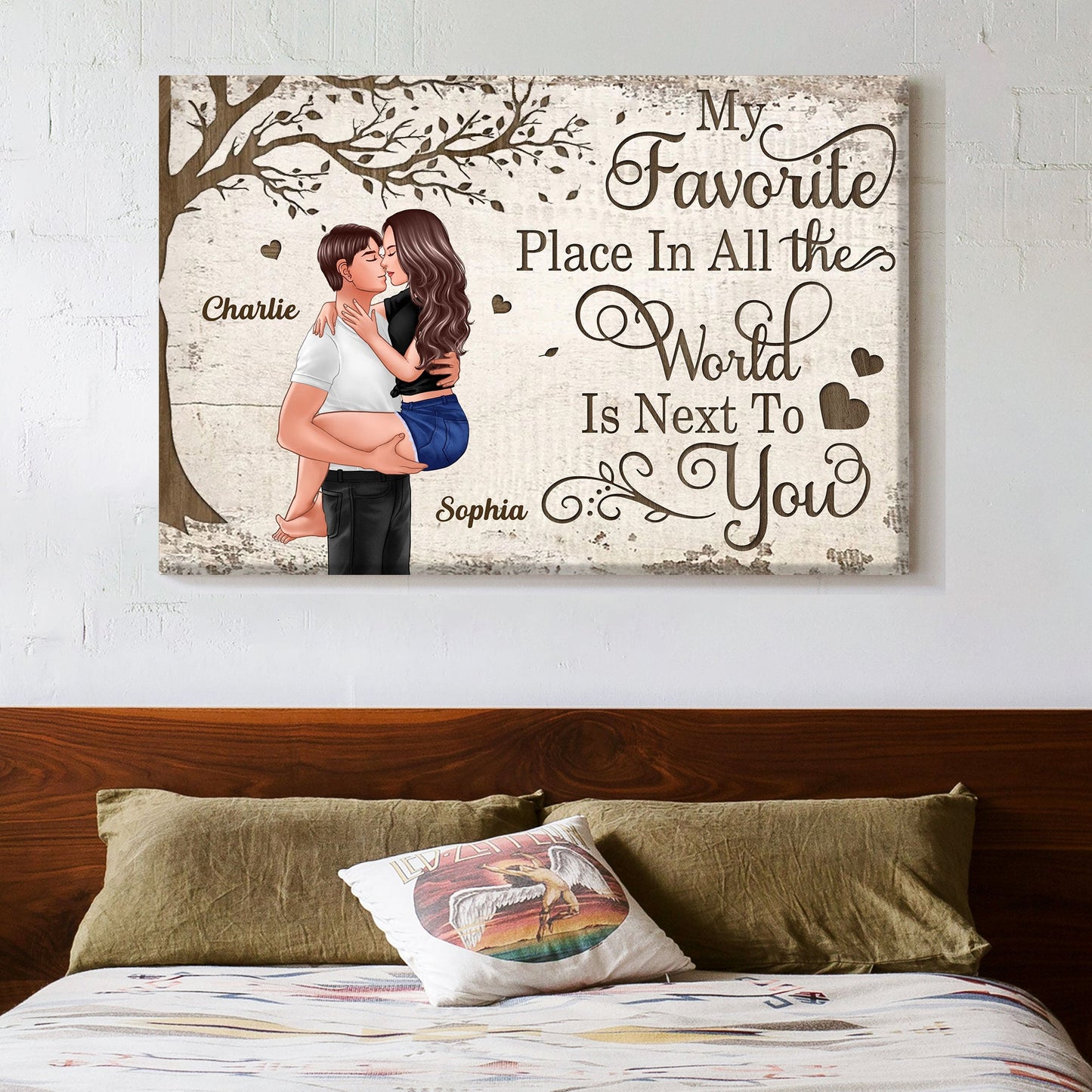 Personalized "Favorite Place In All The World" Couple Kissing Canvas/Poster - A Perfect Valentine's Day Gift for Couples
