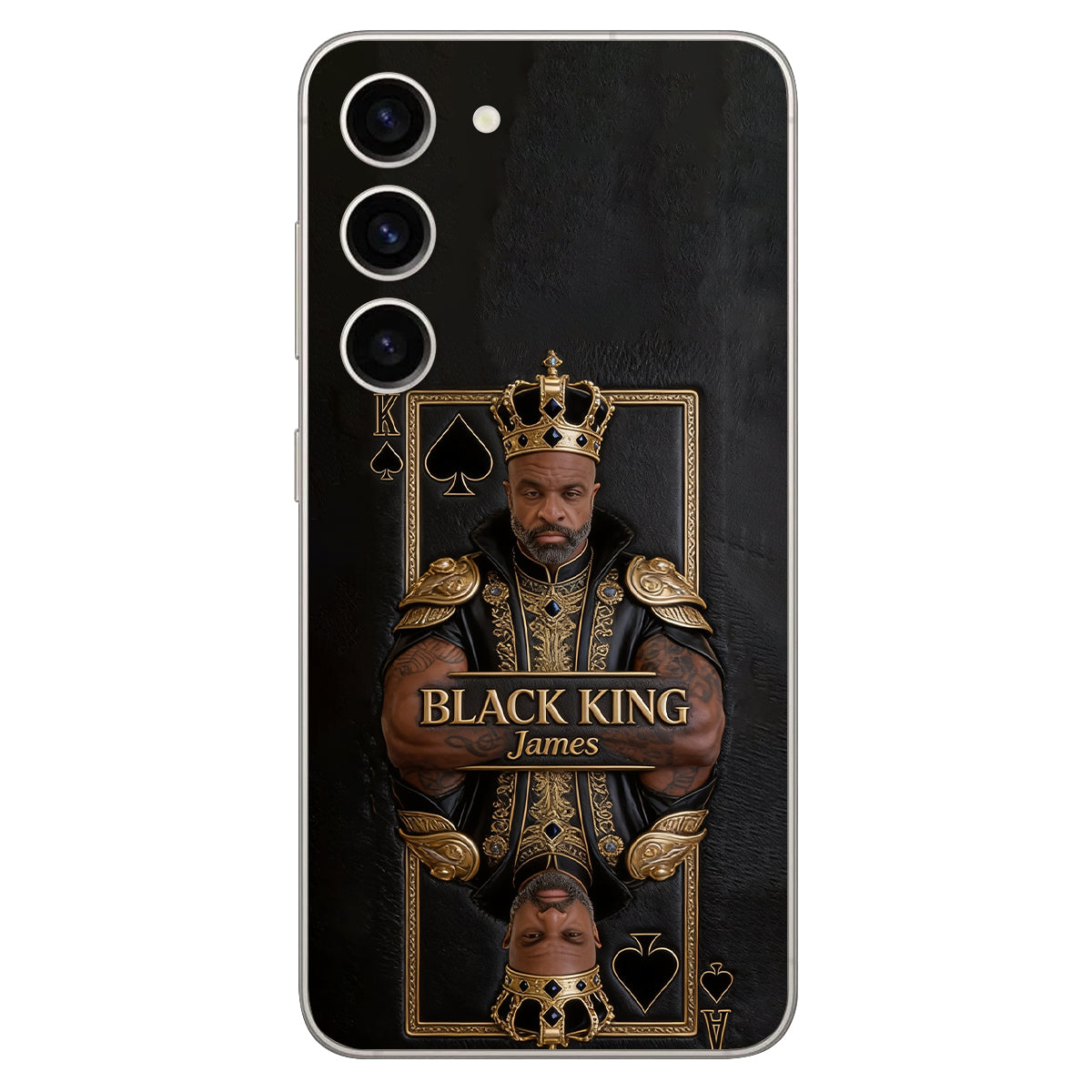 Black King - Personalized African American 3D Embossed Leather Phone Case