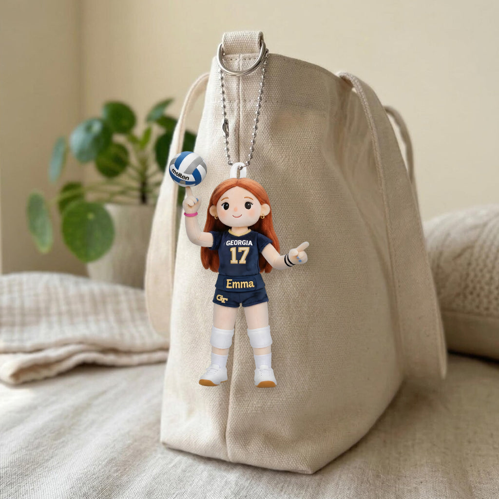 Custom Any Photo, Any Sport - Personalized Volleyball Plush Keychain