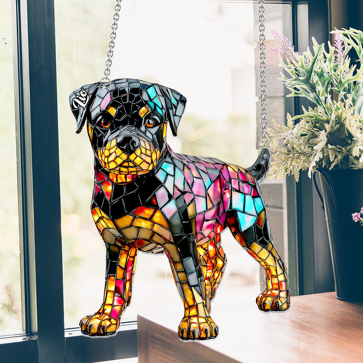 I Love My Dog - Personalized Dog Window Hanging Suncatcher Ornament