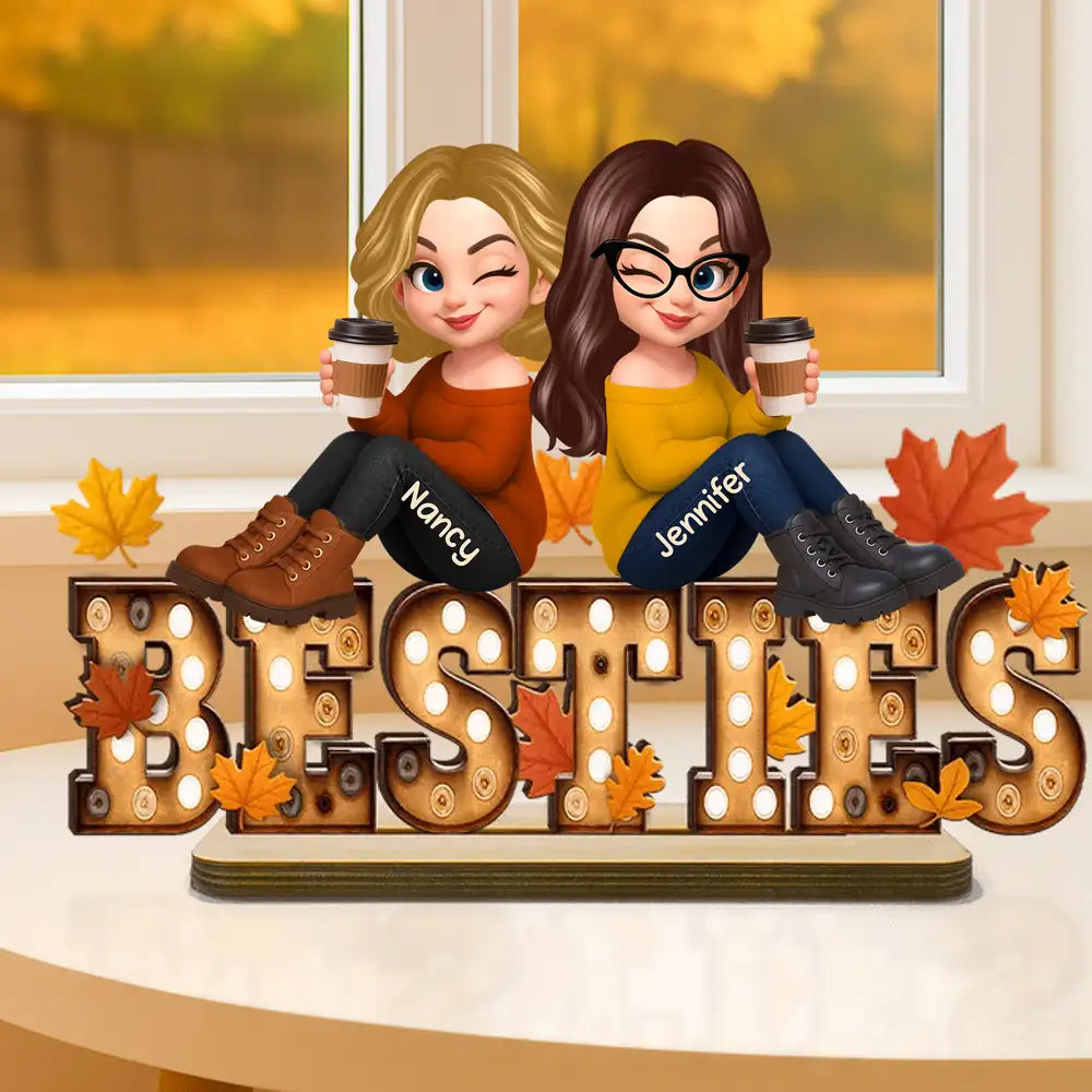 Acrylic Ornament with Coffee Besties Design, Autumn Holiday Tree Décor, Perfect Friendship Gift