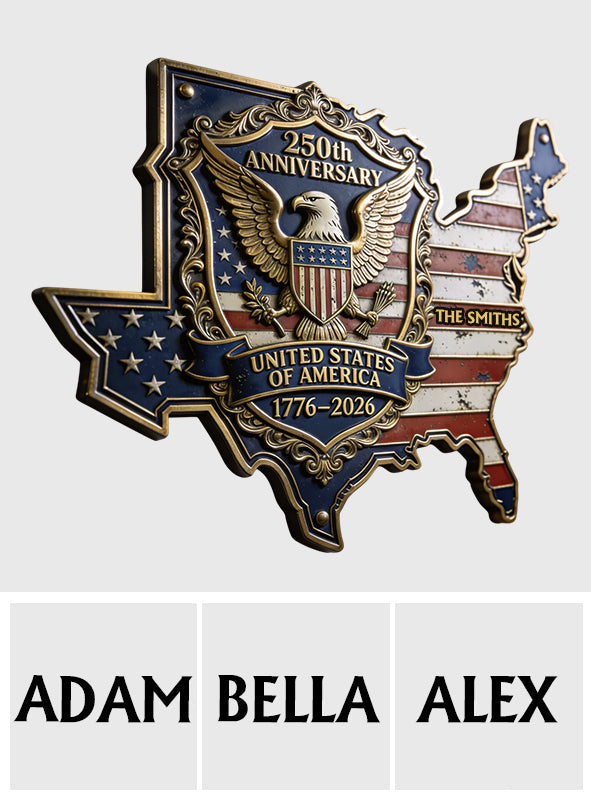 America 250th Anniversary - Personalized Patriot Cut Metal Sign