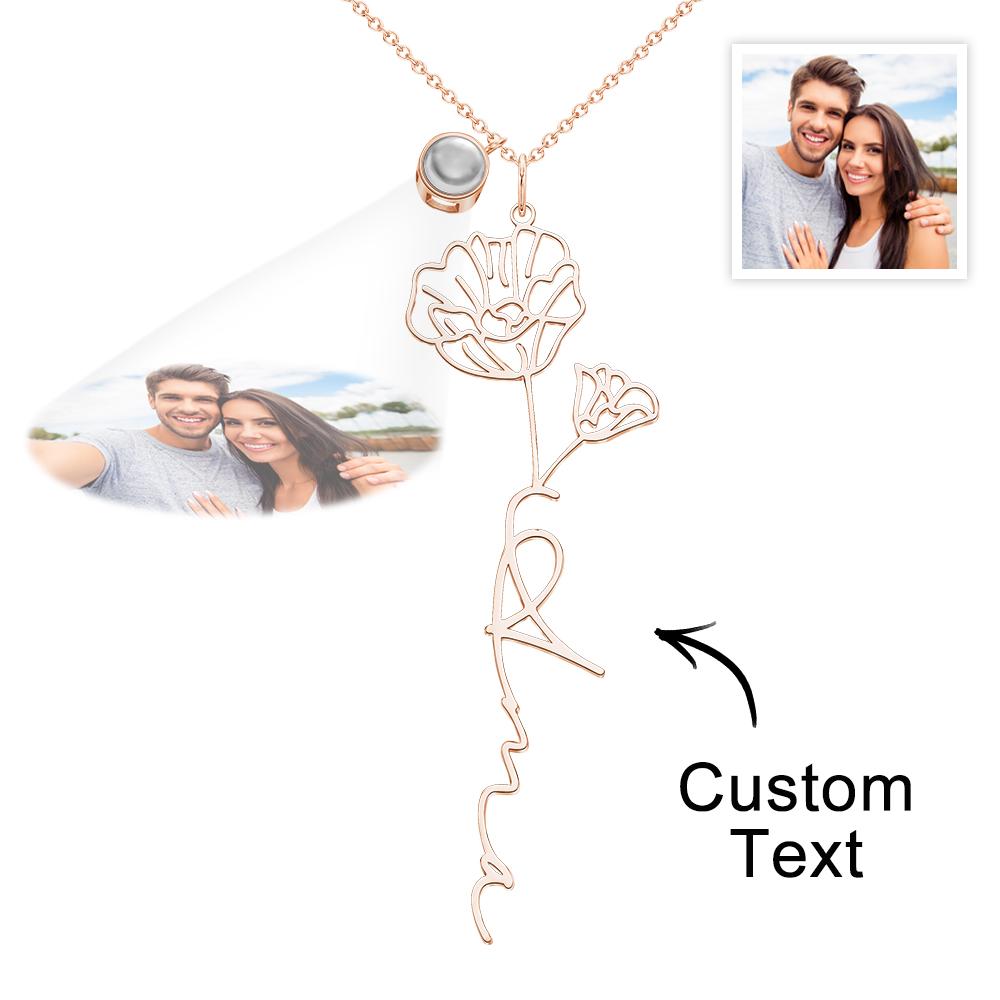 Birth Flower Photo Projection Charm - gift for anyone, who lost a loved one - Personalized Birth Flower Photo Projection Charm