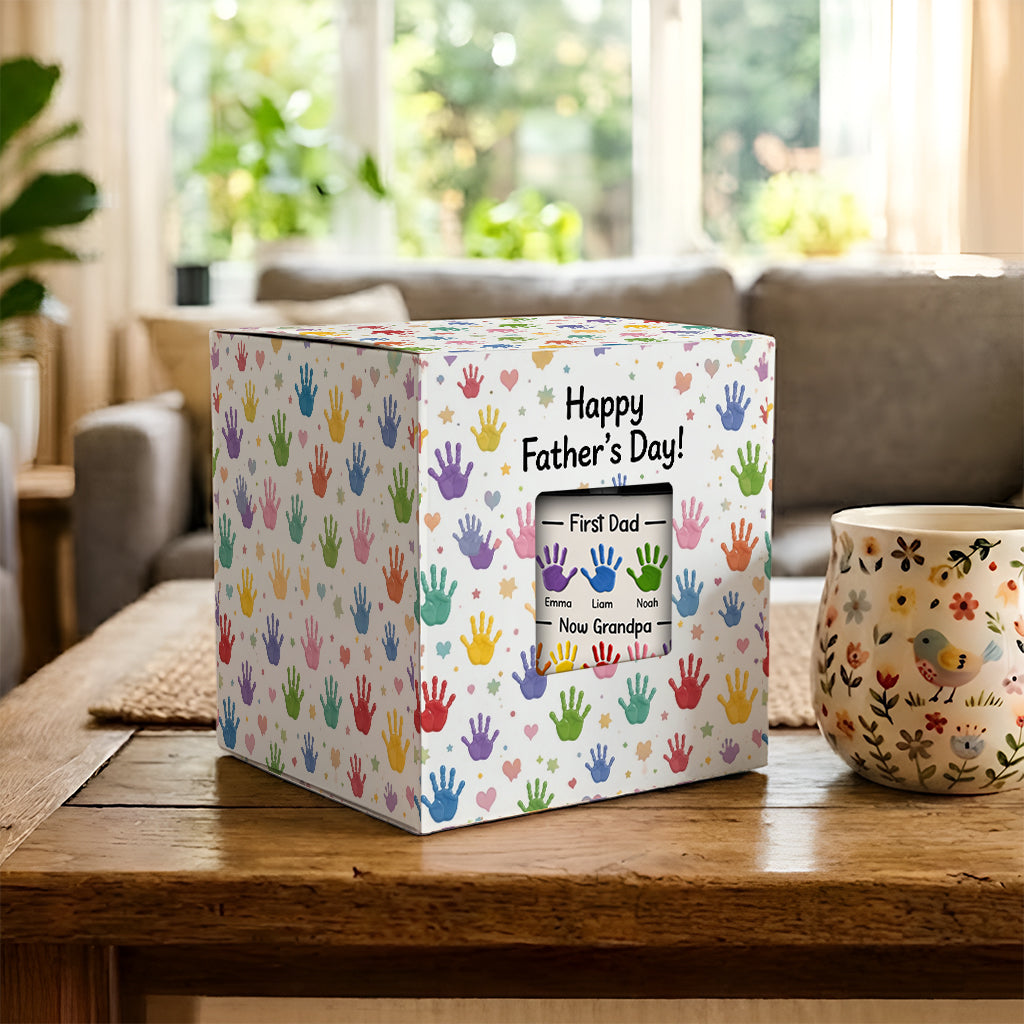 First Dad, Now Grandpa - Personalized Grandpa Accent Mug With Gift Box