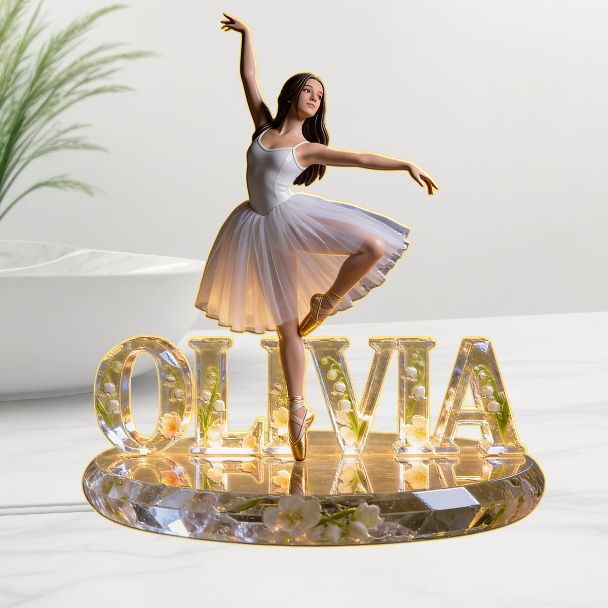 Ballerina & Floral - Personalized Ballet Acrylic LED Night Light