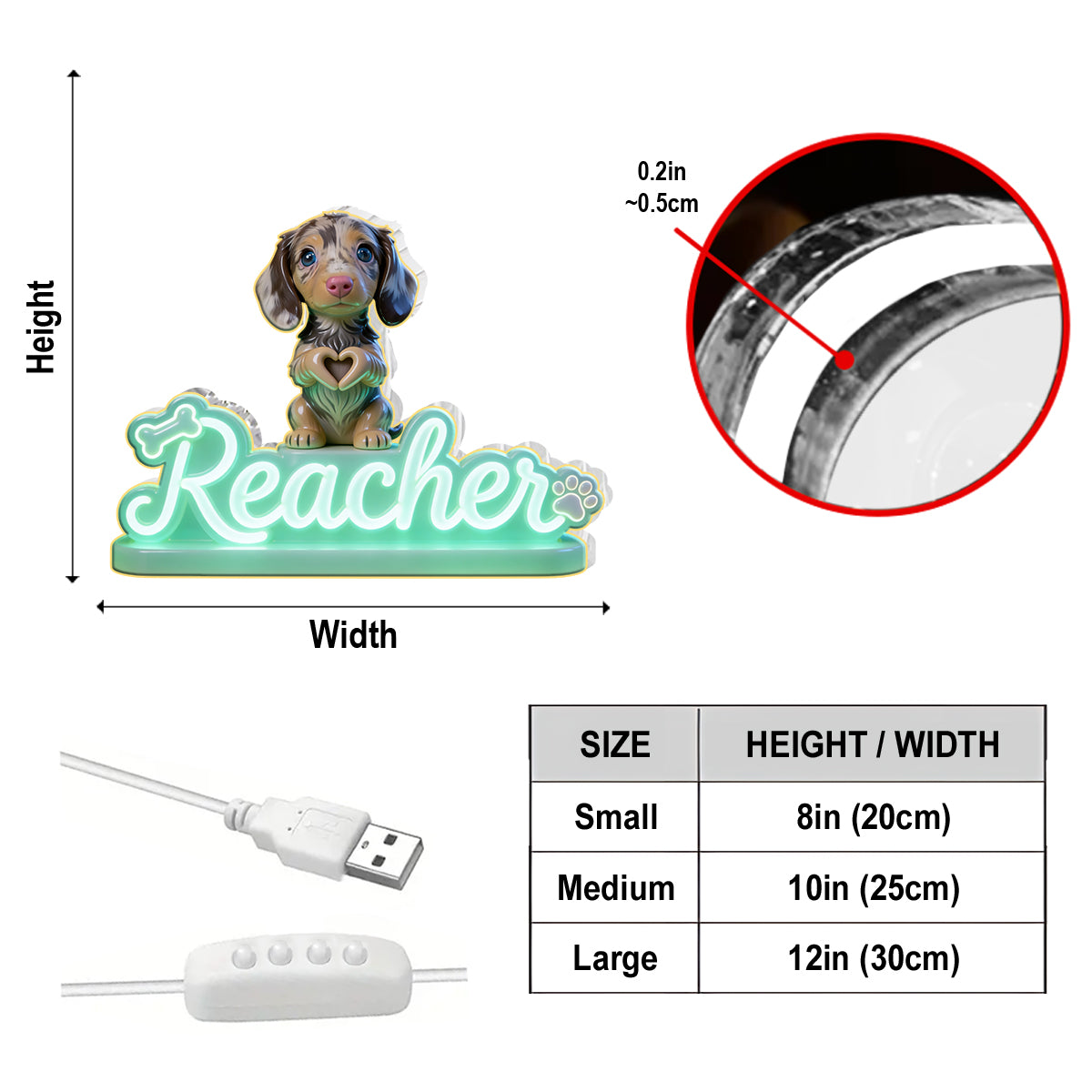 Custom Any Pet Photo - Personalized Dog Acrylic LED Night Light
