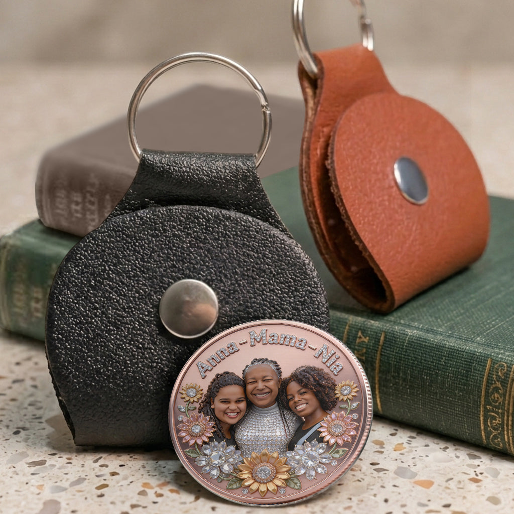 I Love You Mom Grandma - Personalized Mother Pocket Coin Keychain