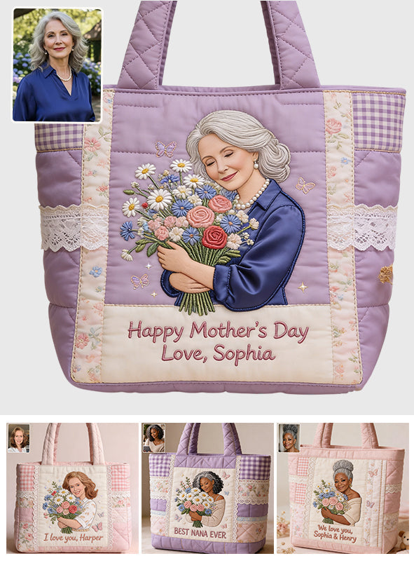 Custom Any Photo - Personalized Mother Quilted Tote Bag