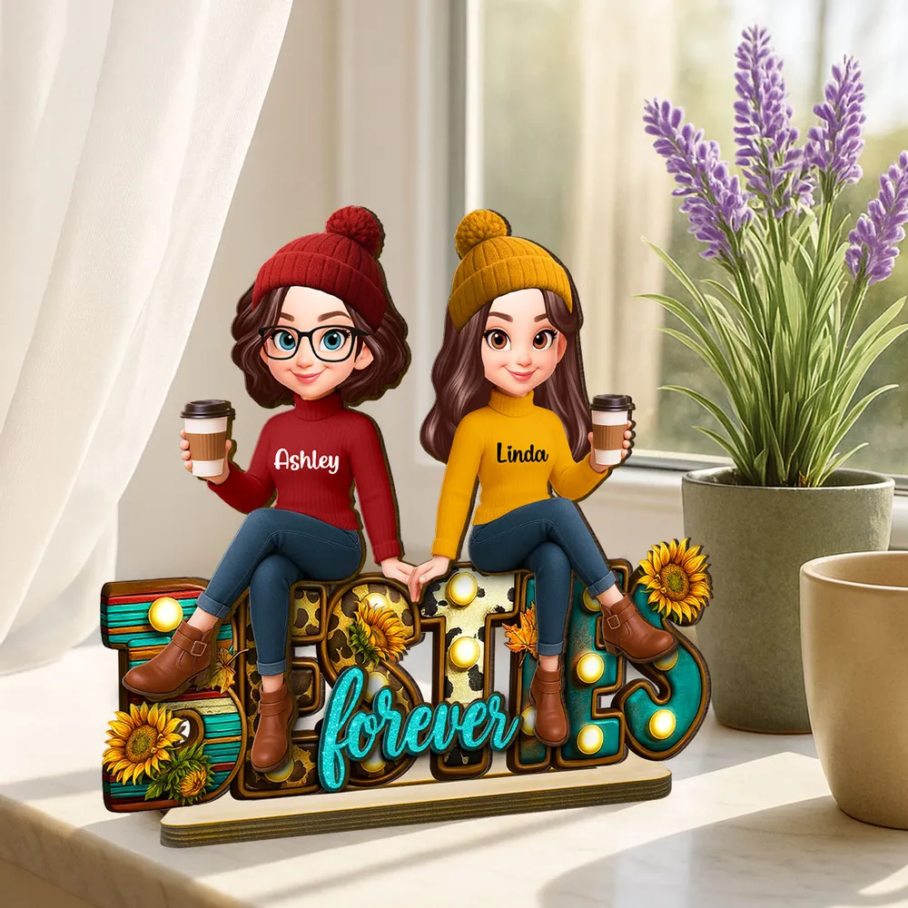 Besties Forever Wooden Plaque, Sunflower Accent Design, Friendship Gift for Her