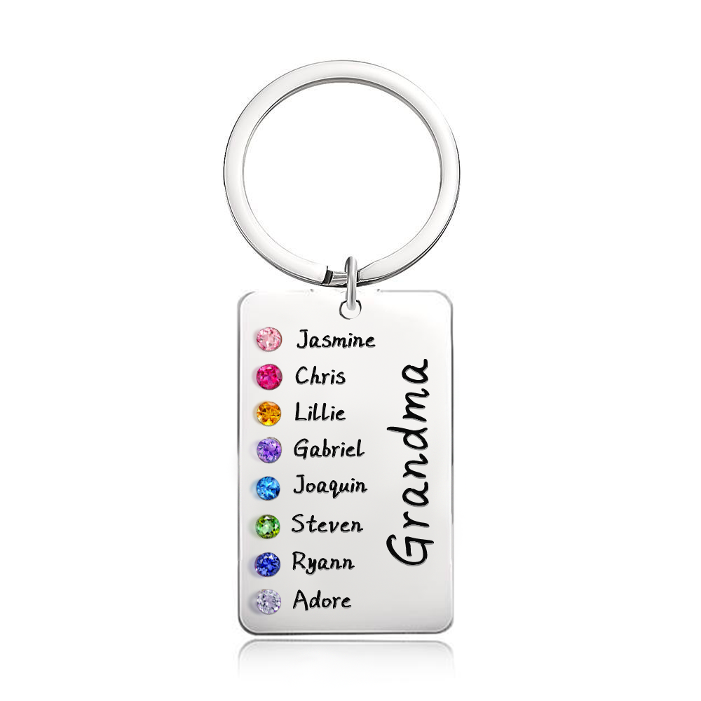 Custom Birthstone For Grandma, Mom - Gift for grandma, mom - Personalized Birthstone Keychain