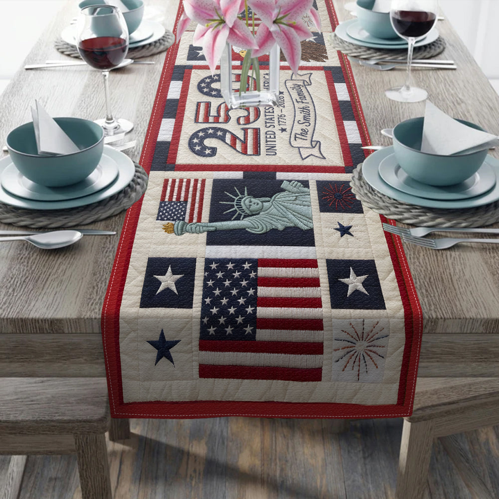 Home Decor America 250th Anniversary - Personalized Independence Day/ 4th of July Table Runner