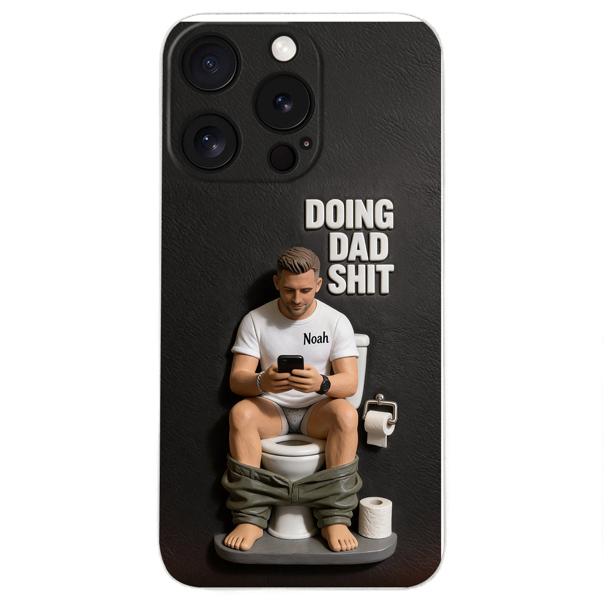 Doing Dad Shit - Personalized Father 3D Embossed Leather Phone Case