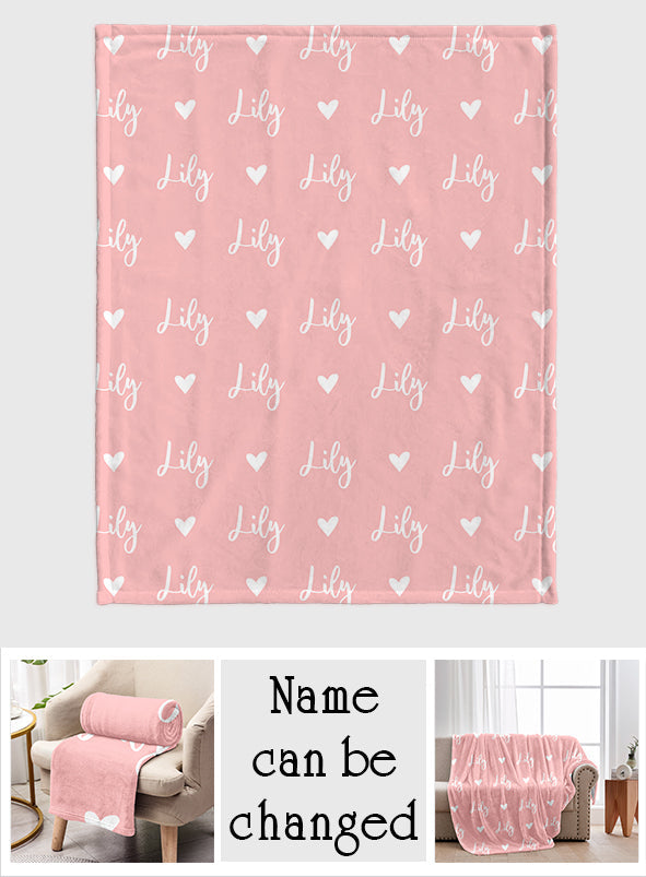 Custom Name Heart Pattern - Personalized Bestie Blanket
