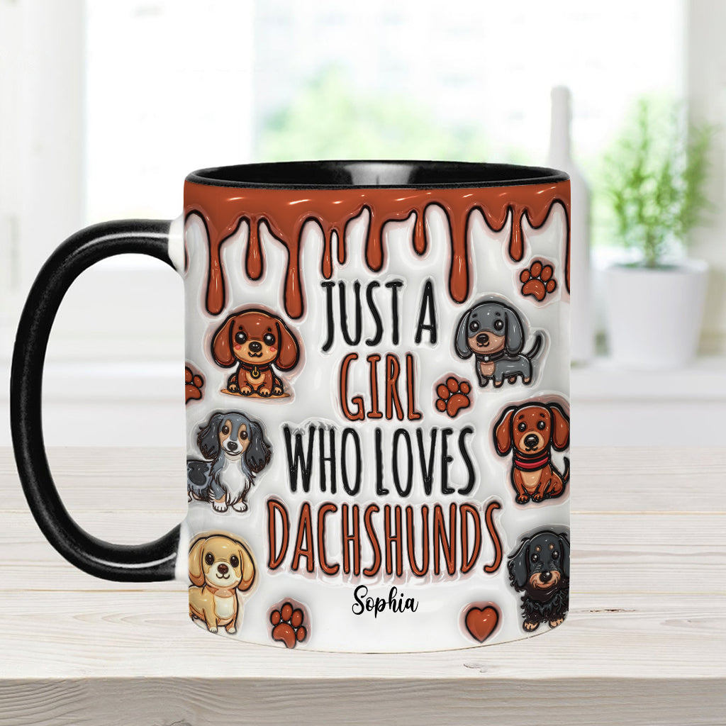 Just A Girl Who Loves Dachshunds - Personalized Dachshund Accent Mug