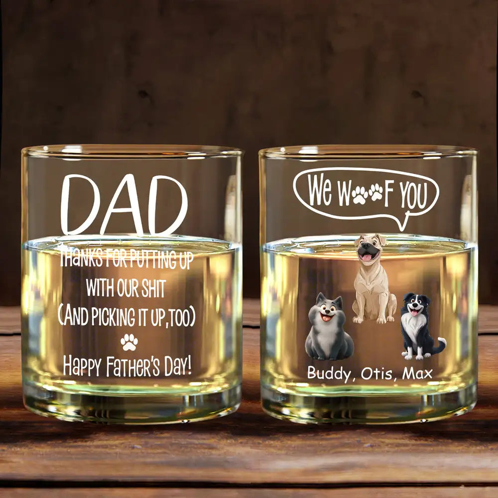 Best Dog Dad Ever – Personalized Whiskey Glass with Pup Illustration – Funny and Heartwarming Gift for Father’s Day