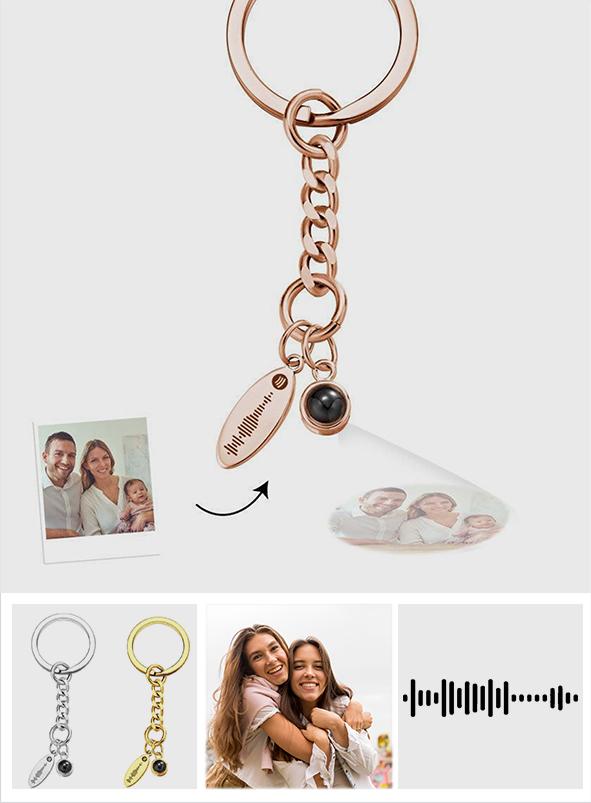 Custom Photo Music Code Projection Mini Keychain - gift for anyone, who lost a loved one - Personalized Keychain