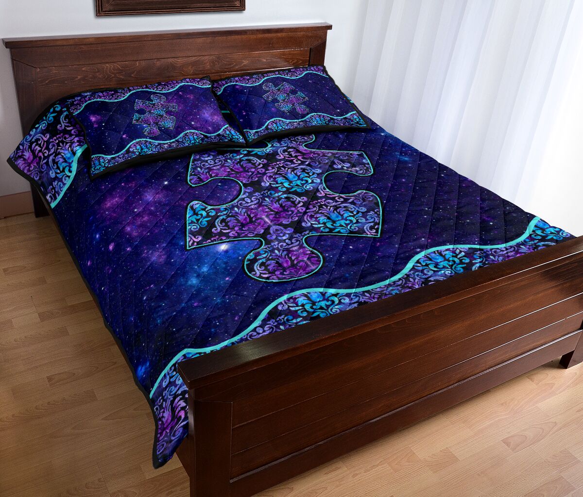 Blue And Purple Mandala Autism Awareness Quilt Set 0622