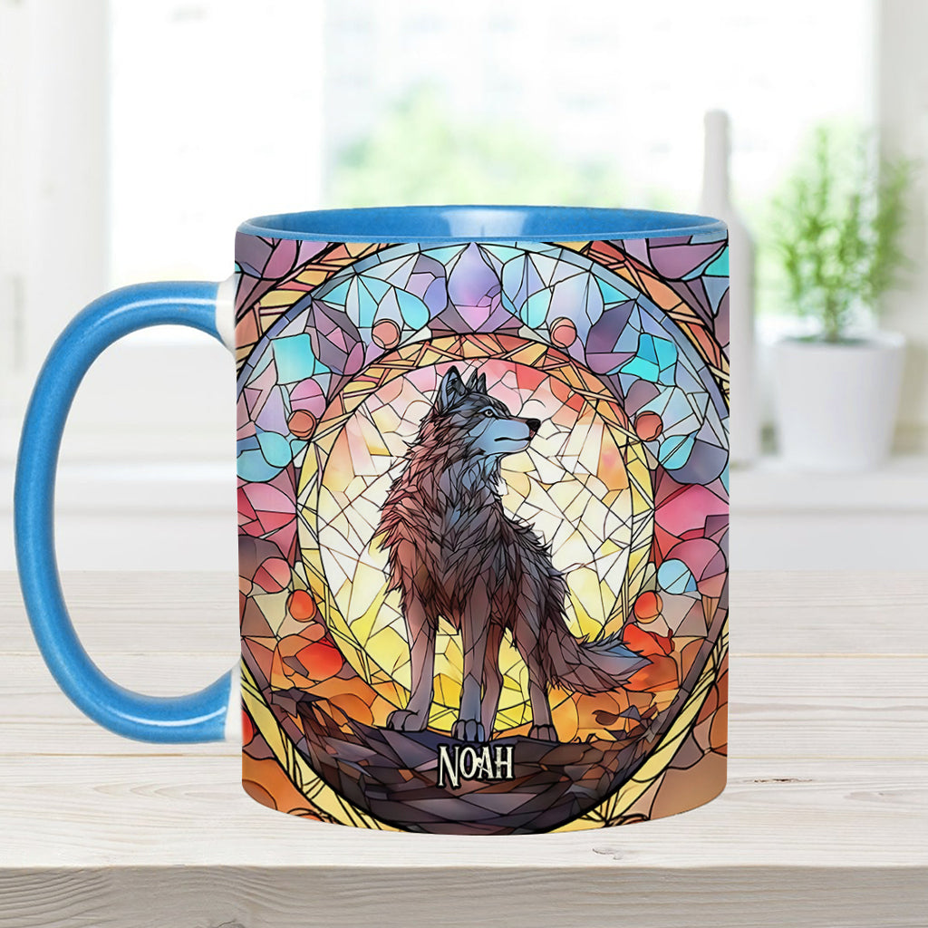 Fierce Spirit - Personalized Wolf Accent Mug