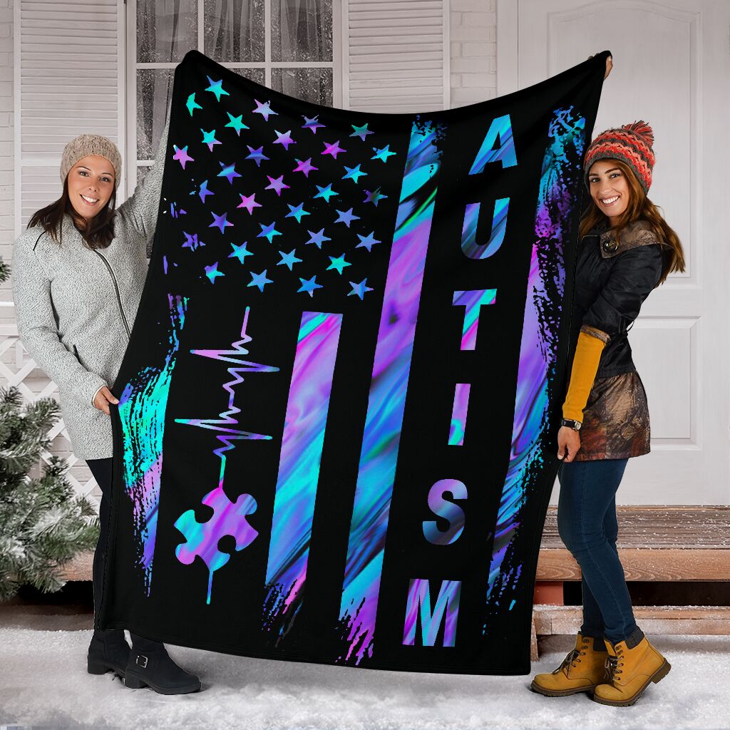 Autism Awareness American Flag Autism Awareness Blanket 0622