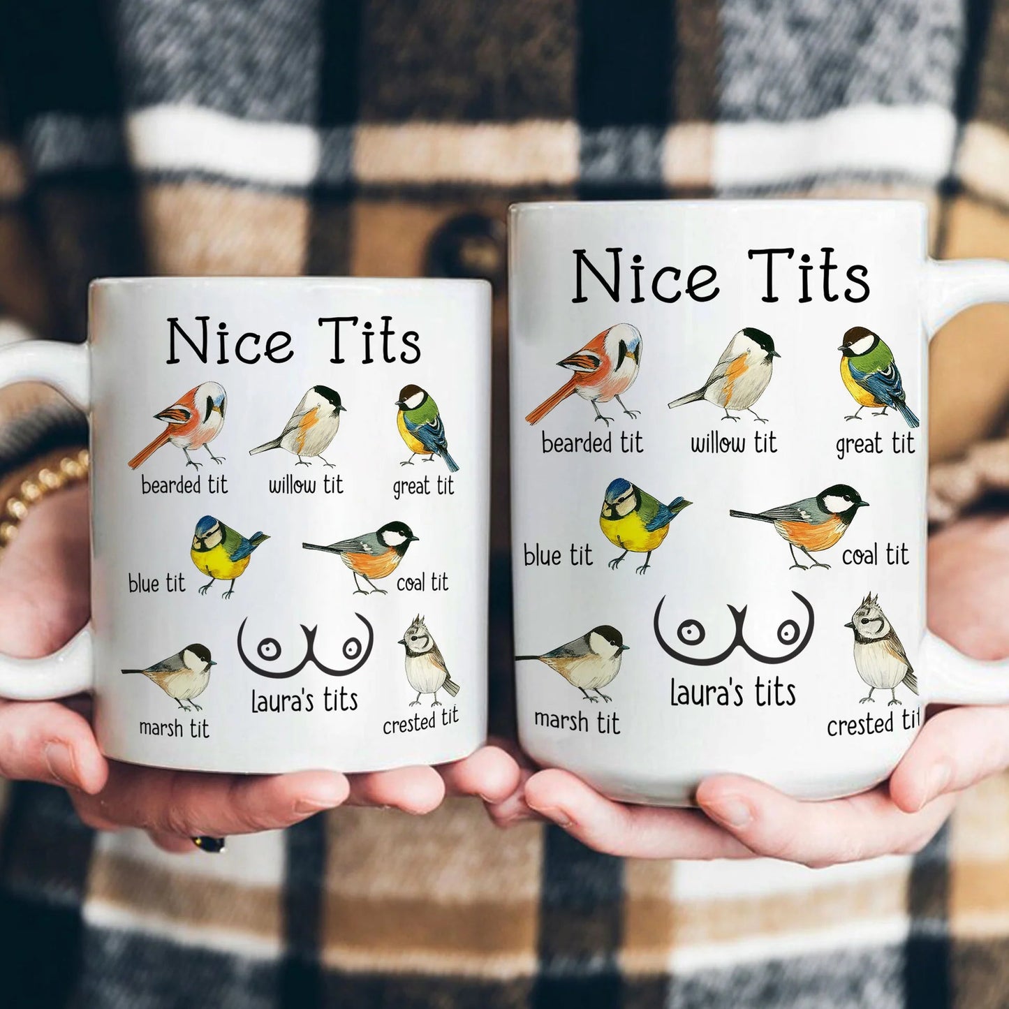 Personalized Ceramic Mug with Funny Bird Chart Design – Custom Name Gag Cup, Unique Gift for Wife, Girlfriend or Friends