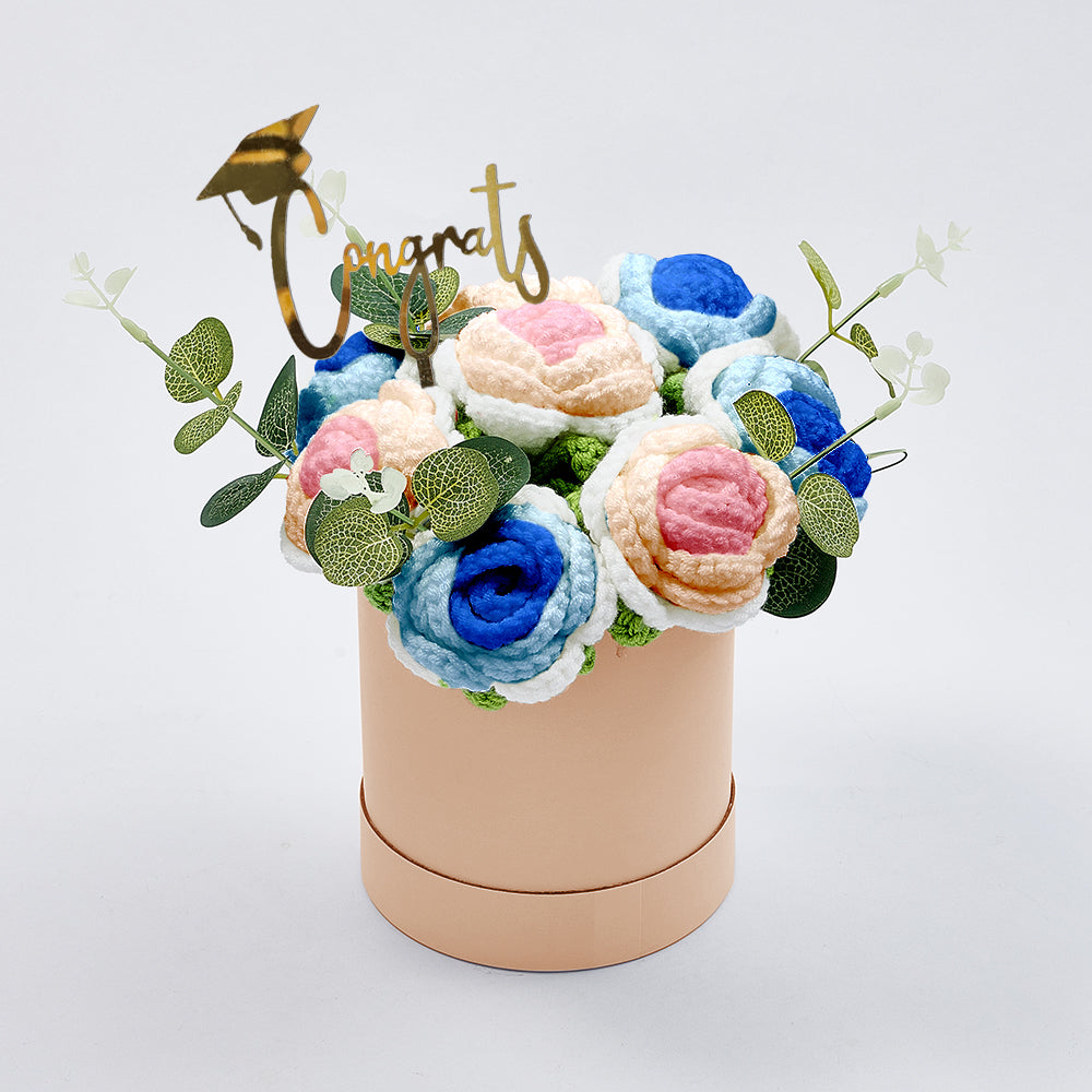 Congratulations Graduate - Personalized Graduation Crochet Flowers Graduation Gift Box