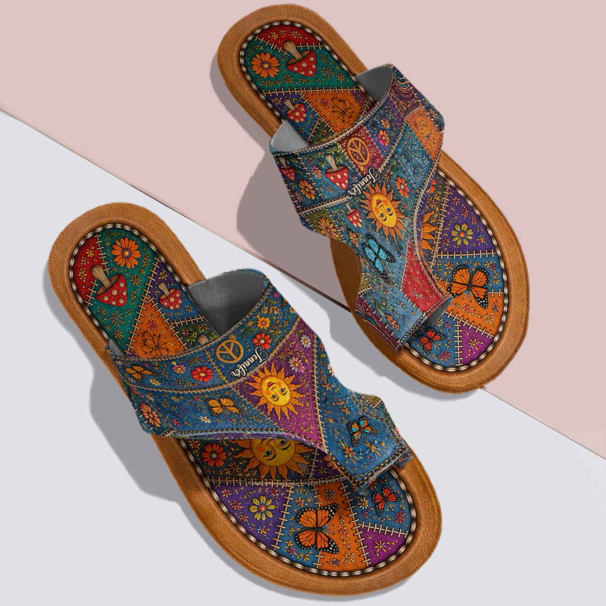 Happy Vibes - Personalized Hippie Open Toe Sandals