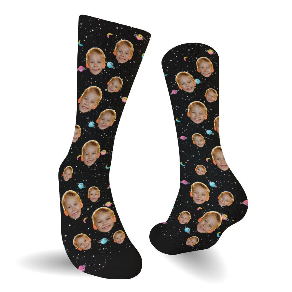 Custom Face Galaxy - Personalized grandson Socks