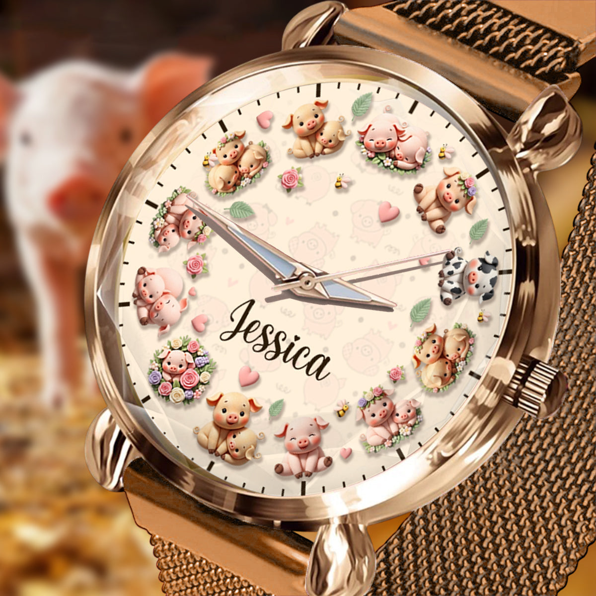 Life Is Better With Pigs - Personalized Pig Lover Women Hand Watch
