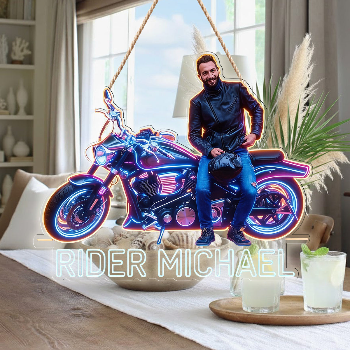 Custom Any Photo, Any Vehicle - Personalized Biker LED Light Acrylic Sign