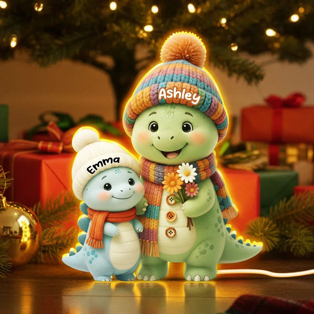 Dinosaur Family Acrylic Light Box – Cozy Holiday Lamp, Perfect Gift for Grandma