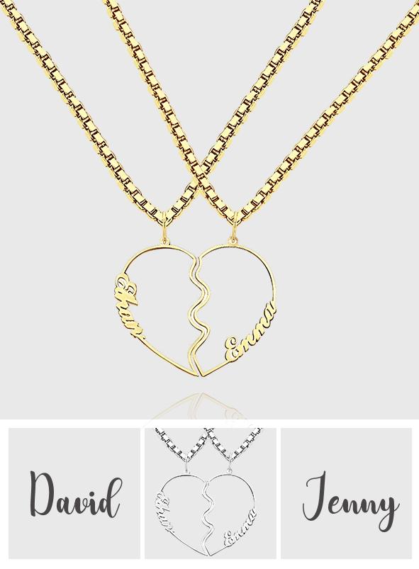 Any Name Heart - Personalized Couple Name Heart Necklace