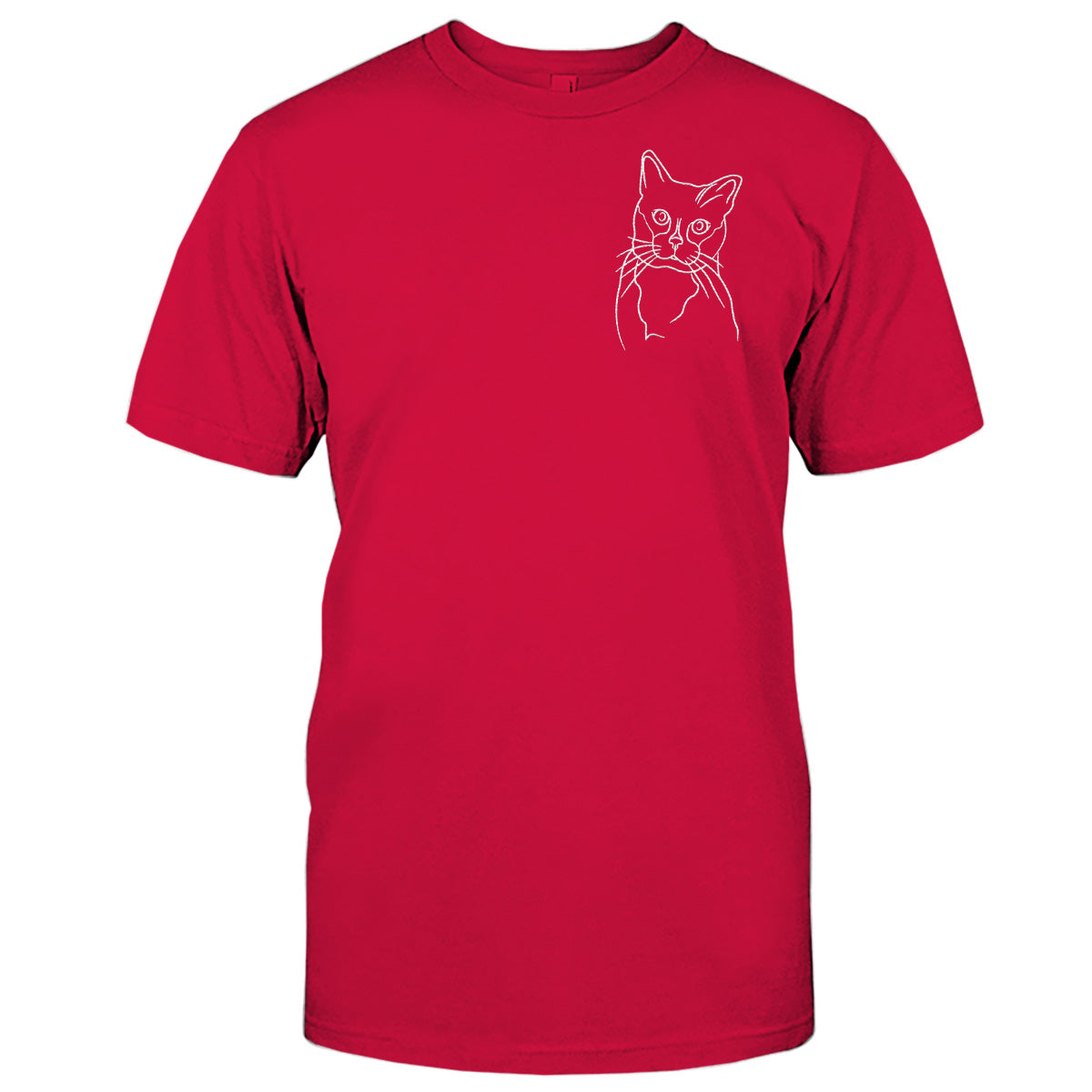 Custom Line Art - Personalized Cat Embroidered T-shirt