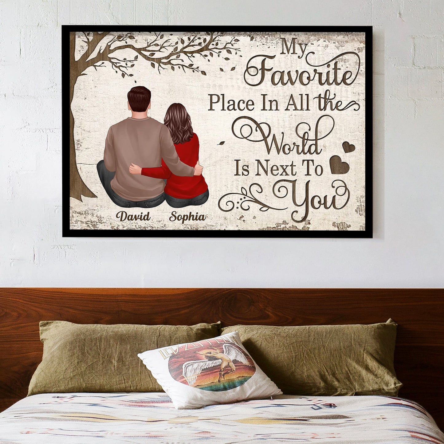 Personalized Poster/Canvas - My Favorite Place In All the World Is Next To You - Valentine's Day Gift for Couples