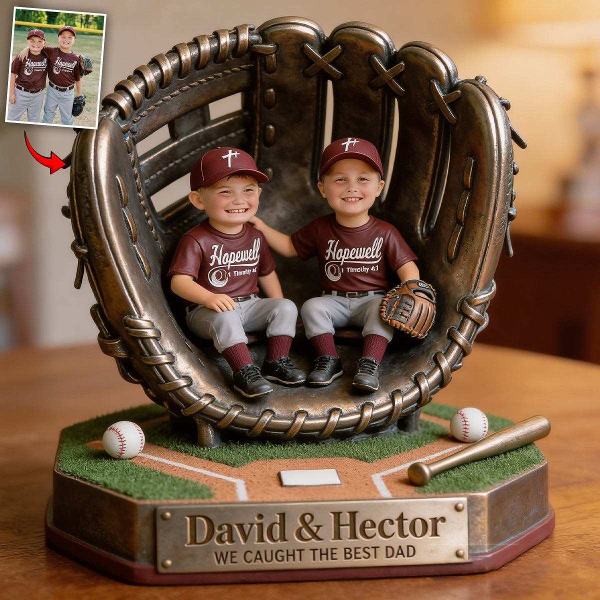 Custom Any Photo The Best Dad/Grandpa - Personalized Baseball Custom Shaped Acrylic Plaque