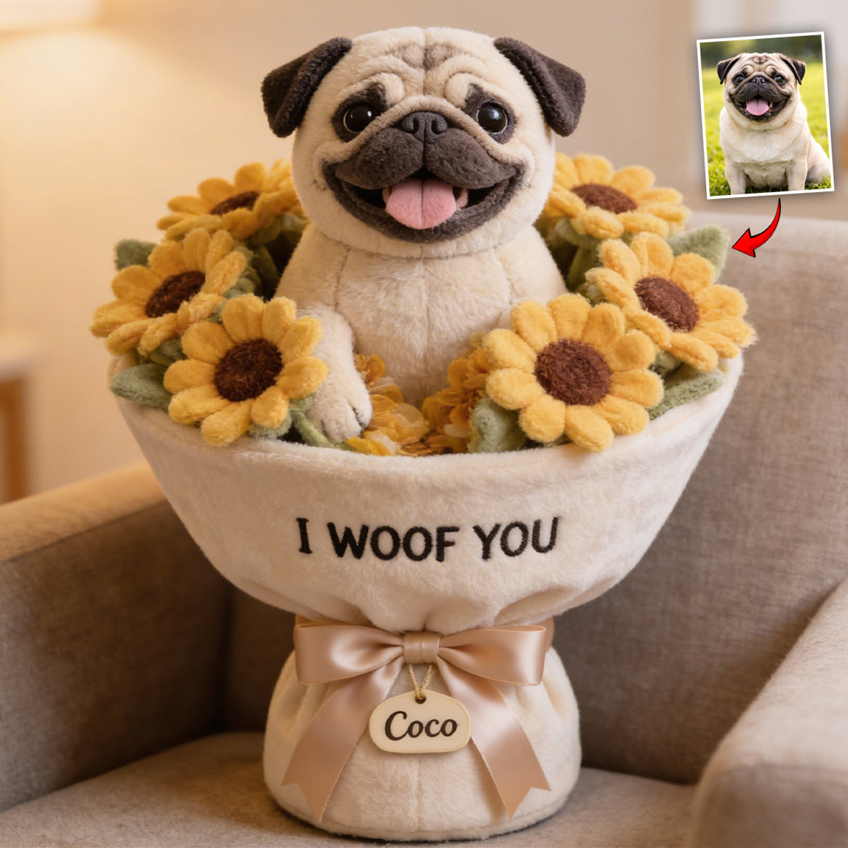 From Fur With Love - Perfect Mother's Day Gift - Personalized Dog Premium Faux Fur Pillow