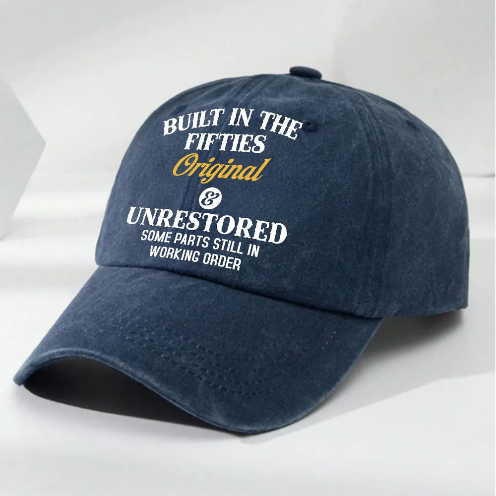 Washed Denim Baseball Cap, Personalized Vintage 'Original & Unrestored' Style for Casual Everyday Wear, Unique Gift Idea