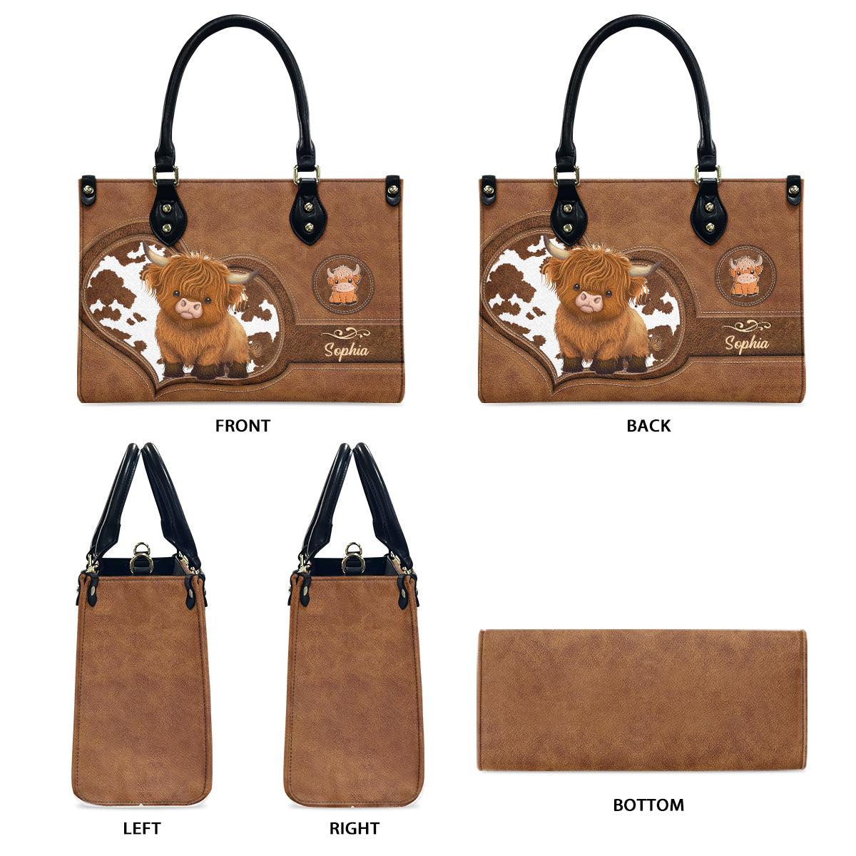 Cute Highland Cow - Personalized Highland Cow Leather Long Wallet