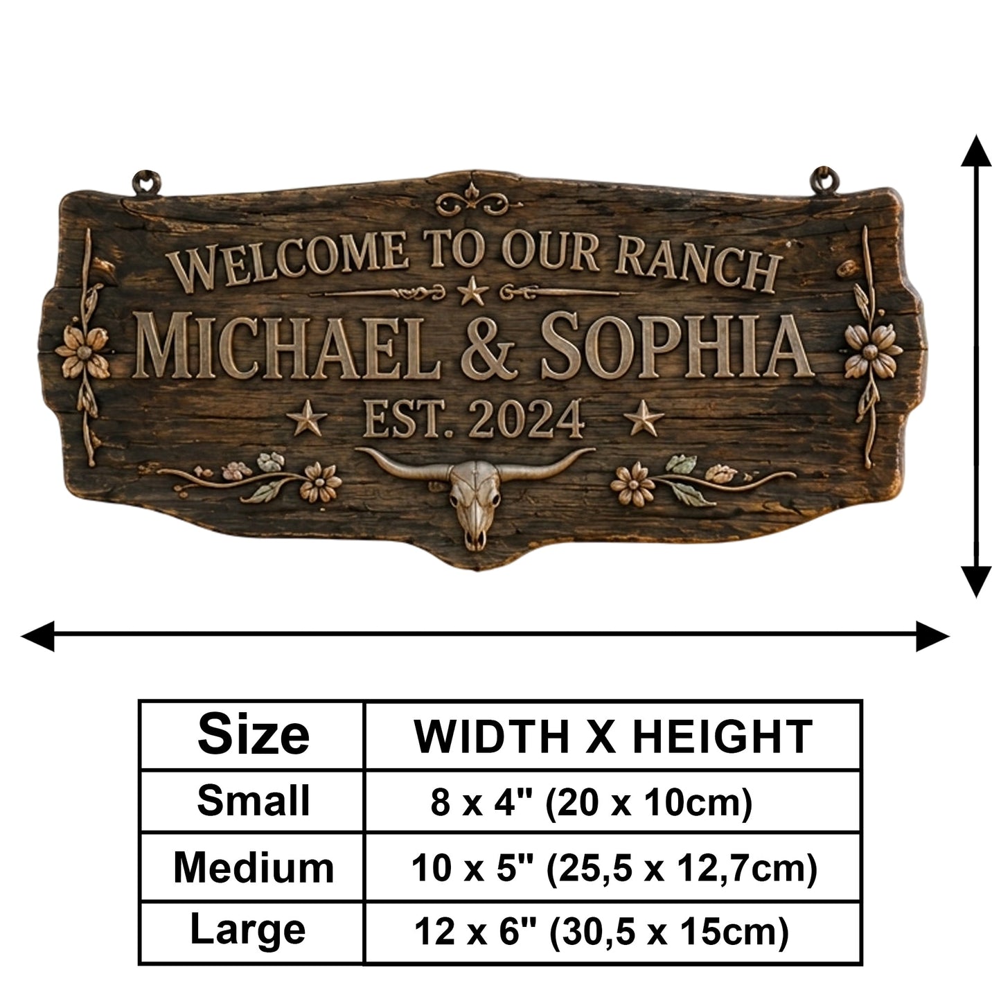 Cowboy Cowgirl Couple - Personalized Western Outfit Wooden Wall Mount Sign