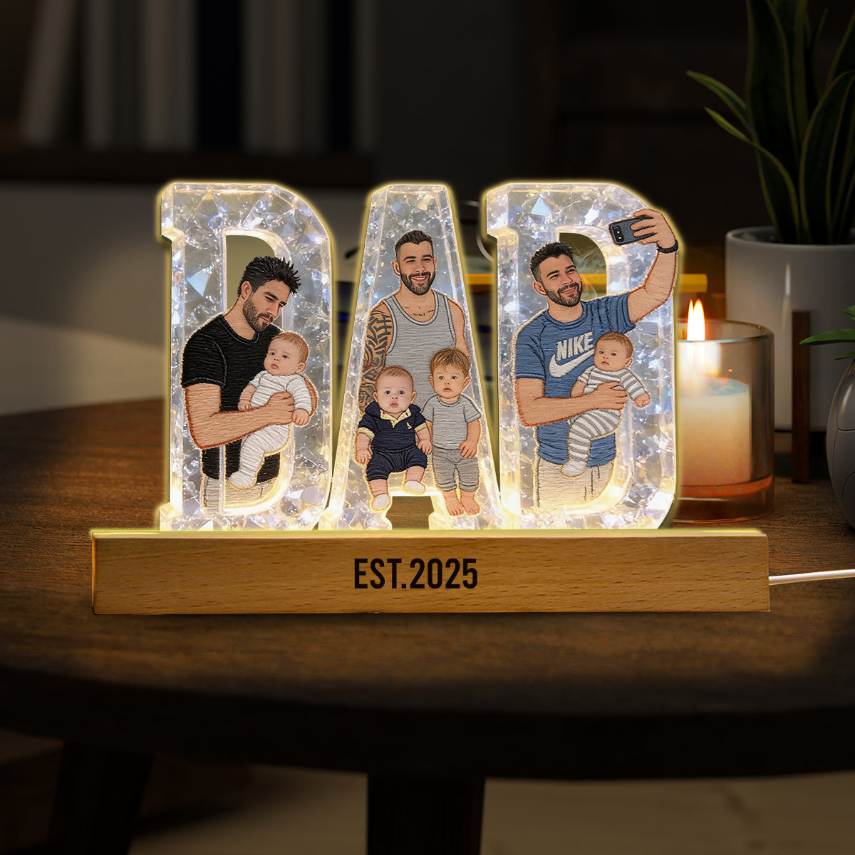 Best Dad Ever - Personalized Father Shaped Led Night Light