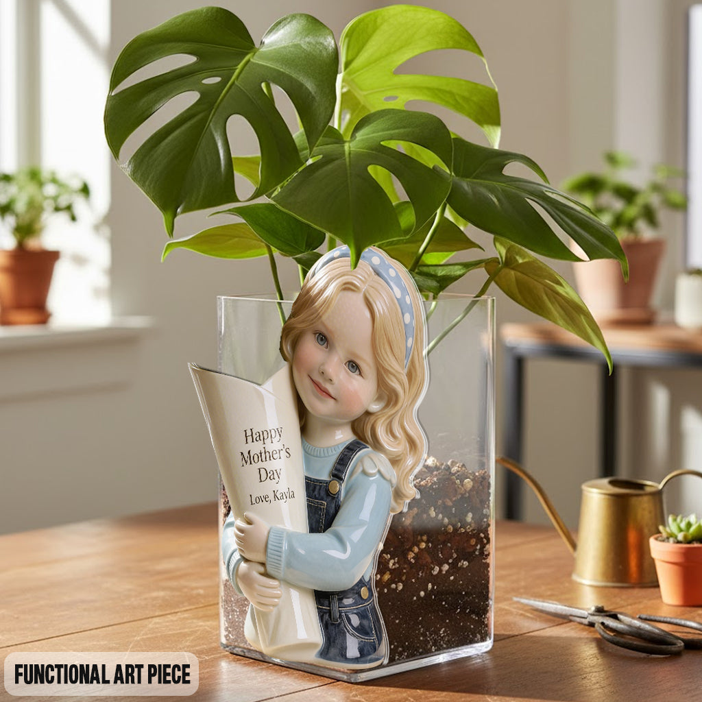 Flower Bouquet Vase - Perfect Mother's Day Gift - Personalized Kid Acrylic Flower Vase