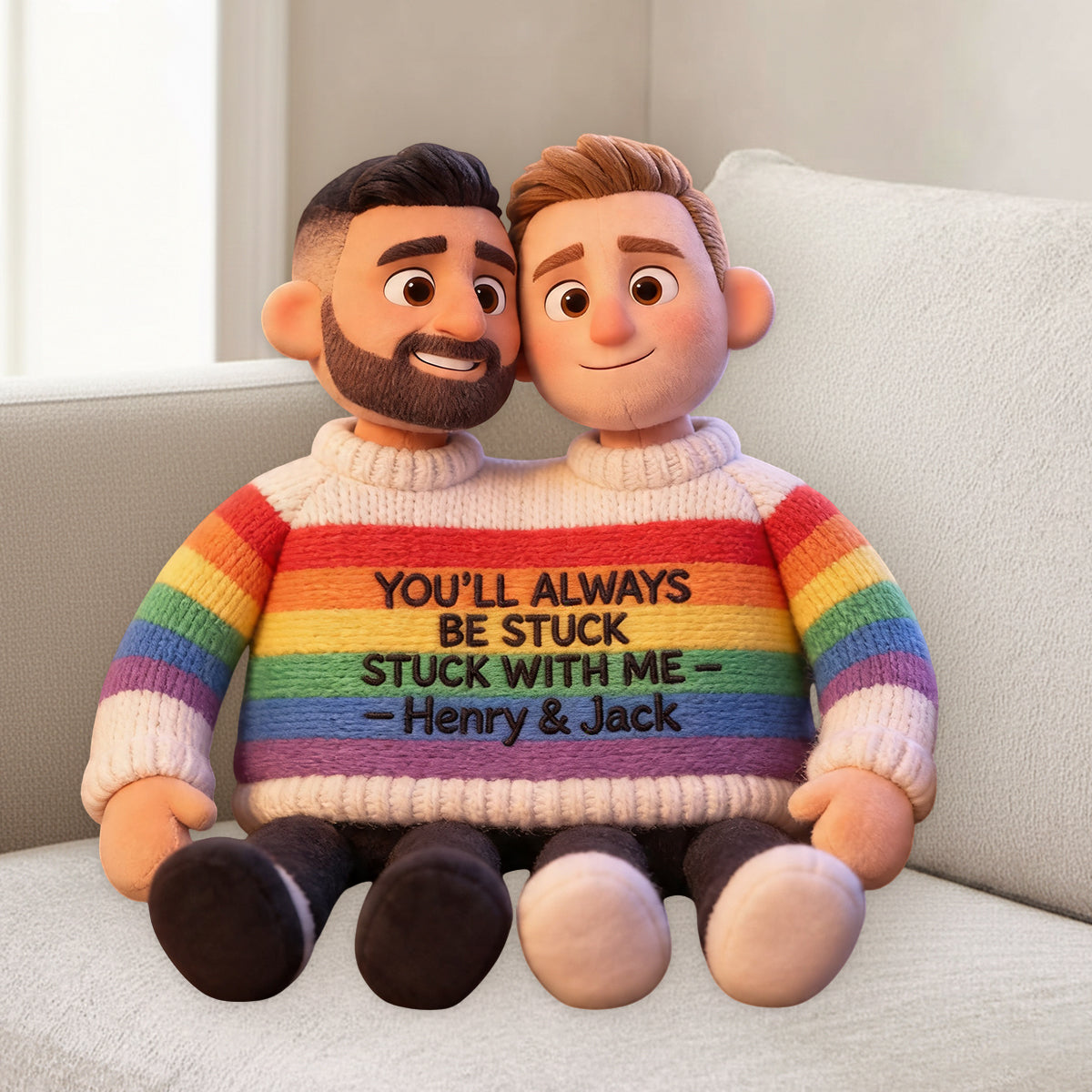 Custom Any Photo Love Is Love - Personalized LGBT Support Premium Faux Fur Pillow