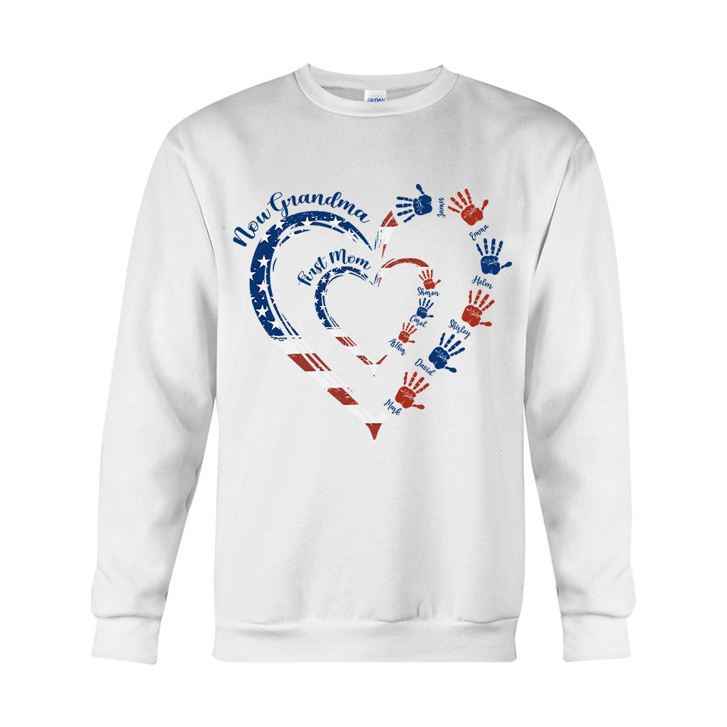First Mom Now Grandma - Personalized Grandma T-shirt And Hoodie